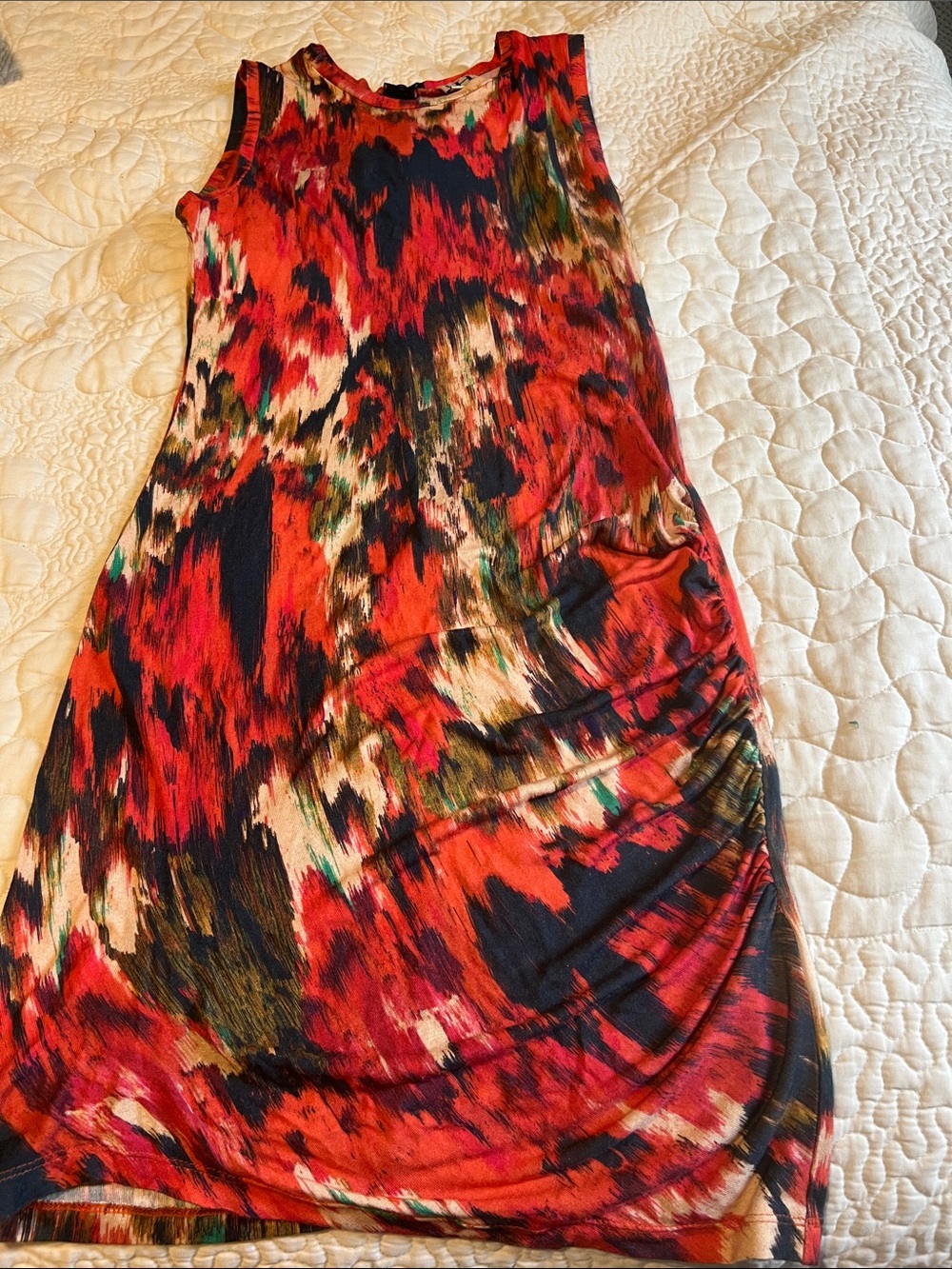 Haute Hippie 100% Modal Floral Ikat Print Jersey Midi Dress